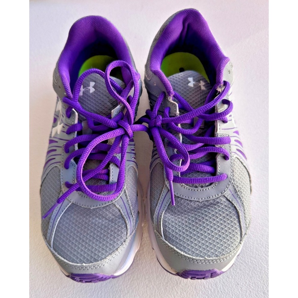 Under Armour Sneakers Women's 9.5 Gray Purple Leather Lace-Up Athletic Shoes